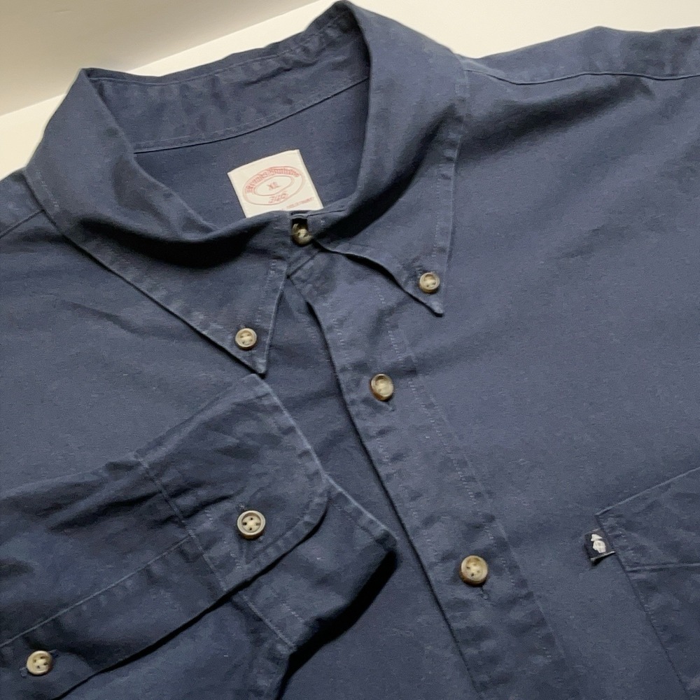 Brooks Brothers 346 Dress Button UP Shirt Mens XL Navy Blue Long Sleeve Preppy